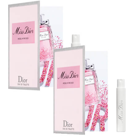 แพ็คคู่ Miss Dior Rose N'Roses Eau De Toilette 1 ml กลิ่มใหม่ในตระกูลน้ำหอม miss dior ผสมผสานระหว่างกลิ่นกุหลาบ กลิ่นซิตรัสและกลีบดอก Grasse Rose    
